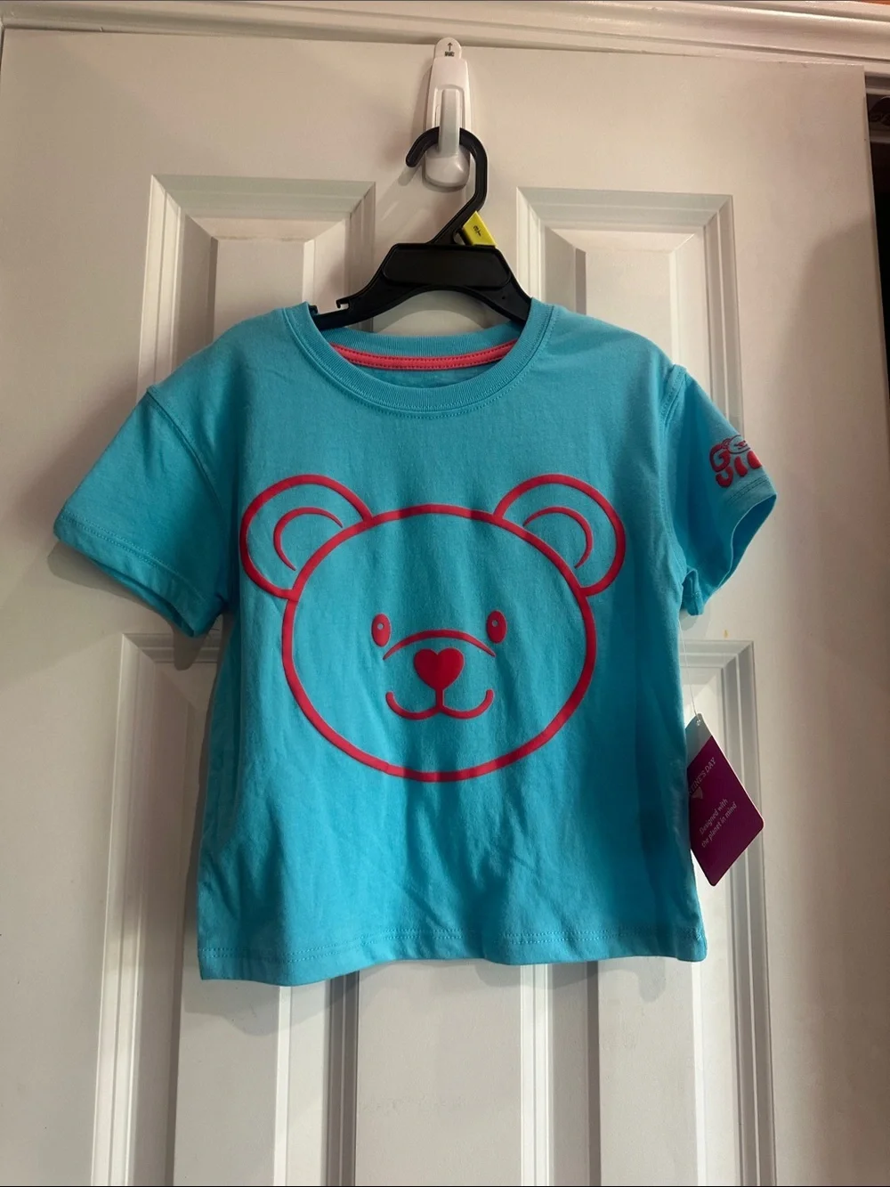 NEW Kids Blue Bear Graphic Tee with Pink Accent size 3T